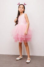 Carey Girls’ Pink Mermaid Print Tulle Dress & Mermaid Crown Set