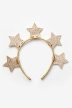Chloe Girls’ Yellow Star Print Tiered Dress & Silver Star Crown Set