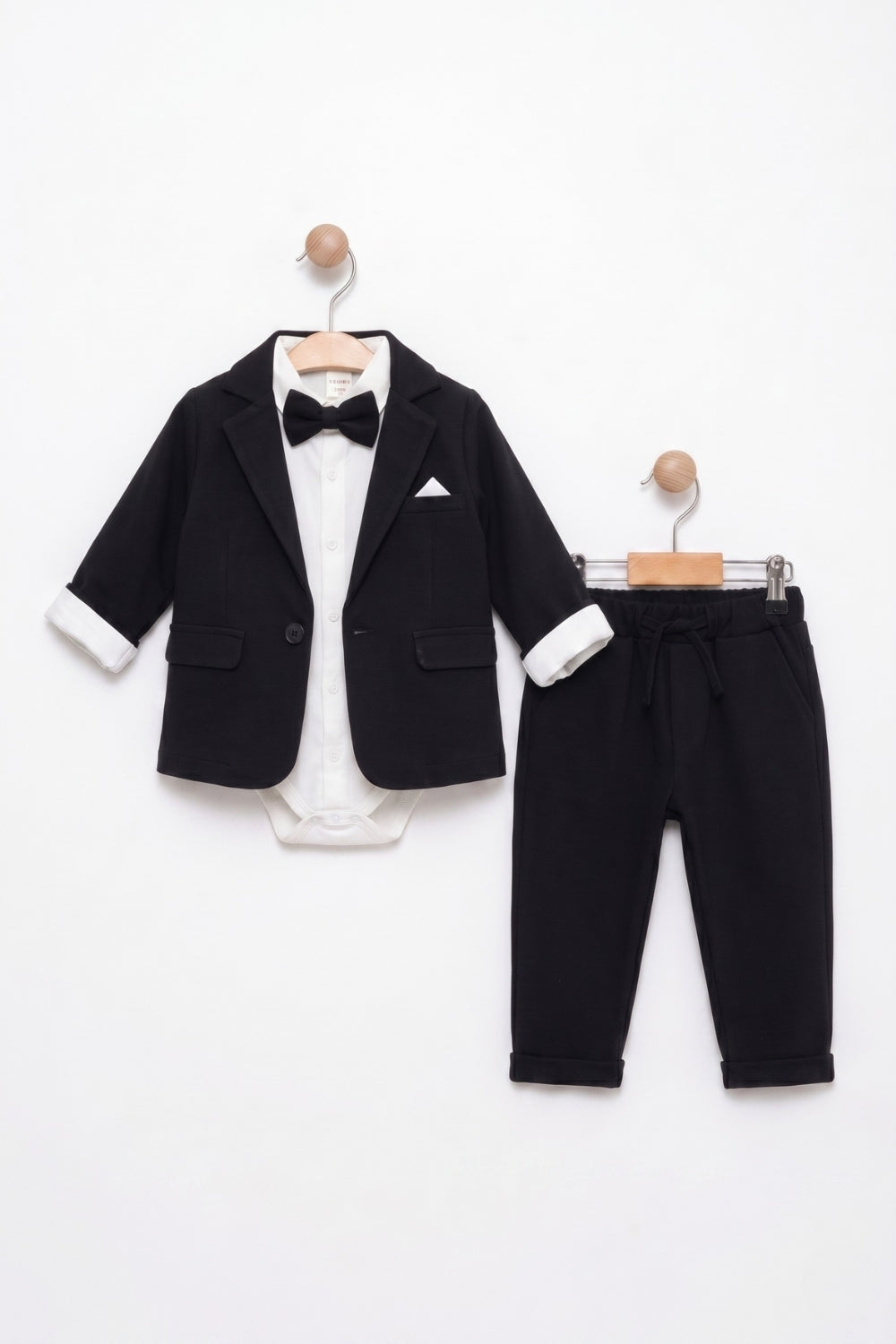 Axel Baby Boys’ Black Jacket & Bow Tie Suit Set