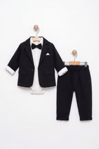 Axel Baby Boys’ Black Jacket & Bow Tie Suit Set