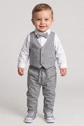 Davin Baby Boys’ Gray Vest & Bow Tie Suit Set