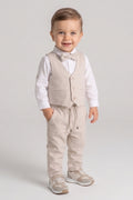 Davin Baby Boys’ Cream Vest & Bow Tie Suit Set