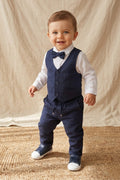 Davin Baby Boys’ Navy Vest & Bow Tie Suit Set