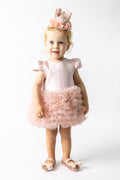 Lina Baby Girls’ Powder Pink First Birthday Princess Tutu Dress & Queen Crown Set
