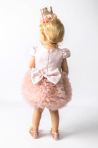 Lina Baby Girls’ Powder Pink First Birthday Princess Tutu Dress & Queen Crown Set