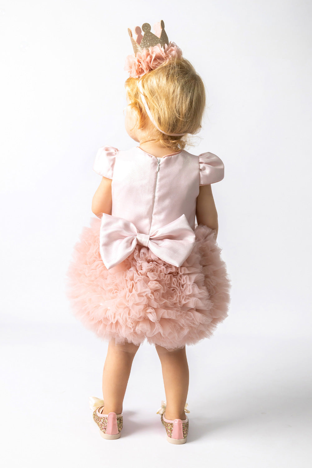 Lina Baby Girls’ Powder Pink First Birthday Princess Tutu Dress & Queen Crown Set