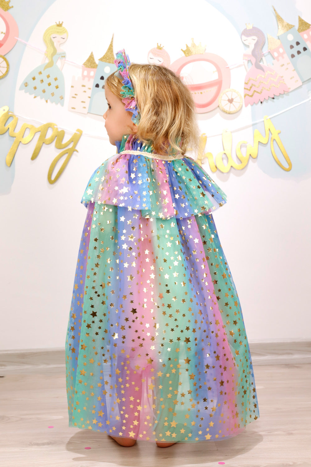 Girls’ Multicolor Star Cape, Magic Staff & Crown Costume Set