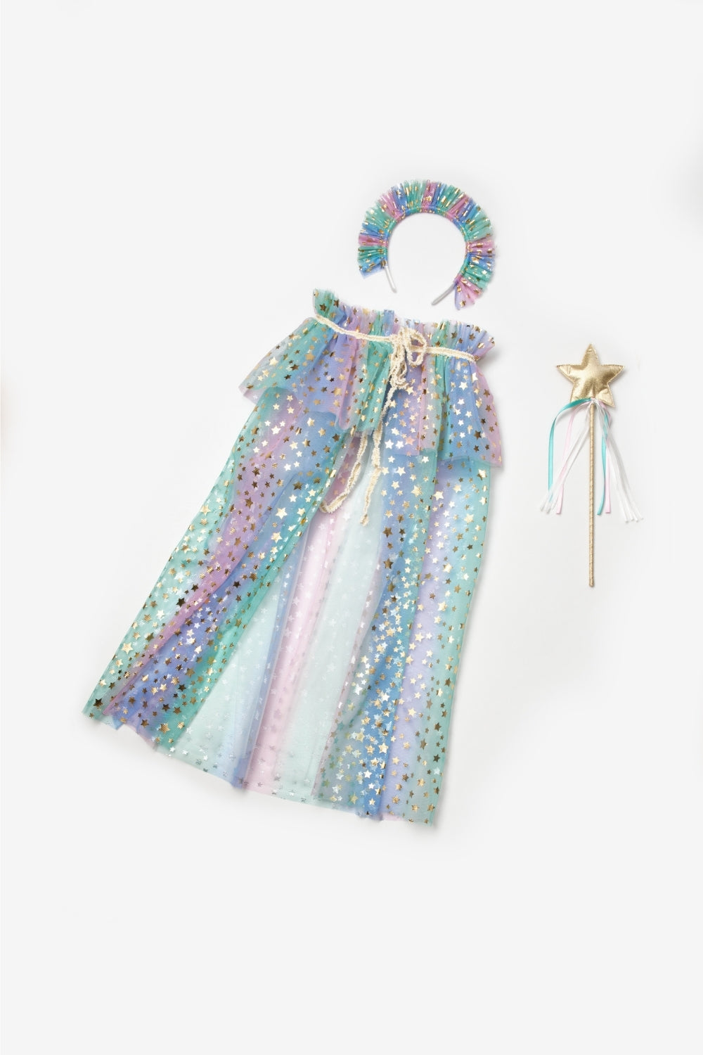 Girls’ Multicolor Star Cape, Magic Staff & Crown Costume Set