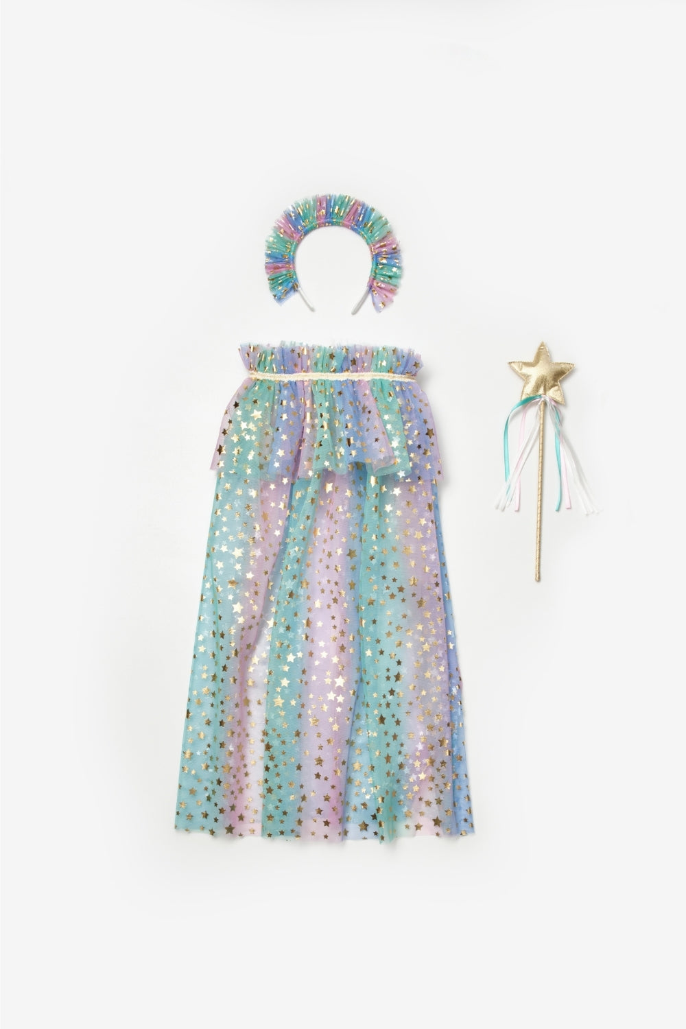 Girls’ Multicolor Star Cape, Magic Staff & Crown Costume Set