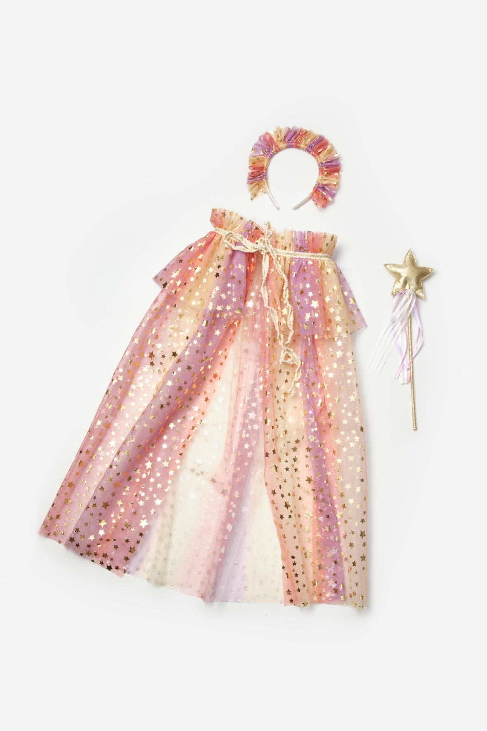 Girls’ Yellow Star Cape, Magic Staff & Crown Costume Set