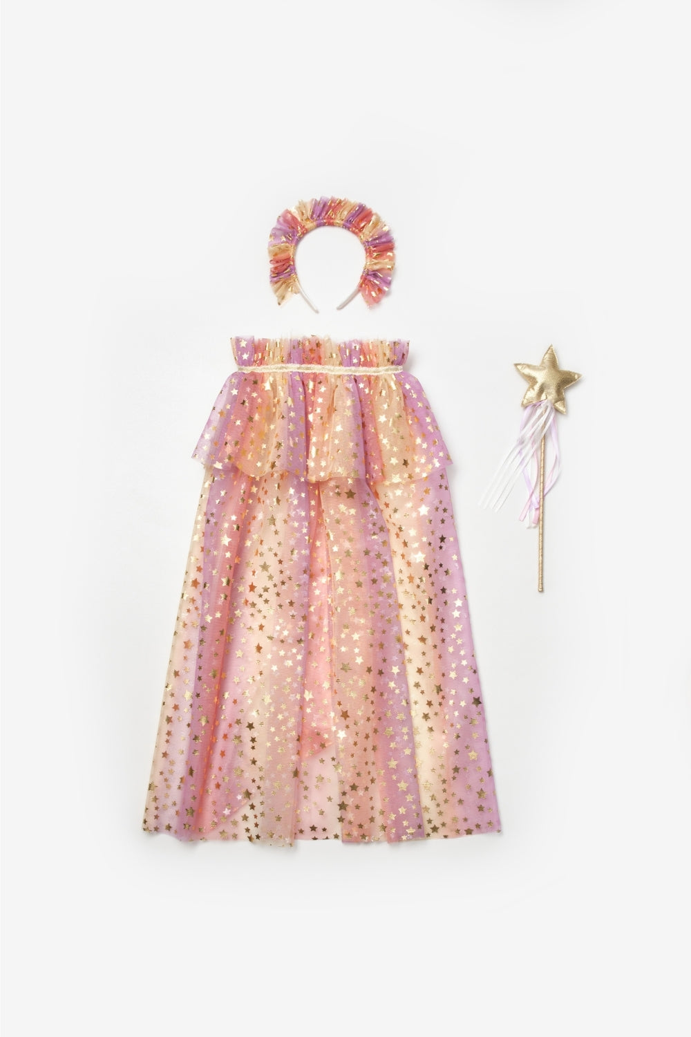Girls’ Yellow Star Cape, Magic Staff & Crown Costume Set