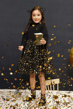 Karen Girls’ Black Star Print Tulle Dress