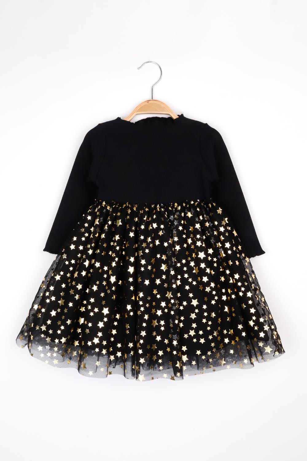 Karen Girls’ Black Star Print Tulle Dress