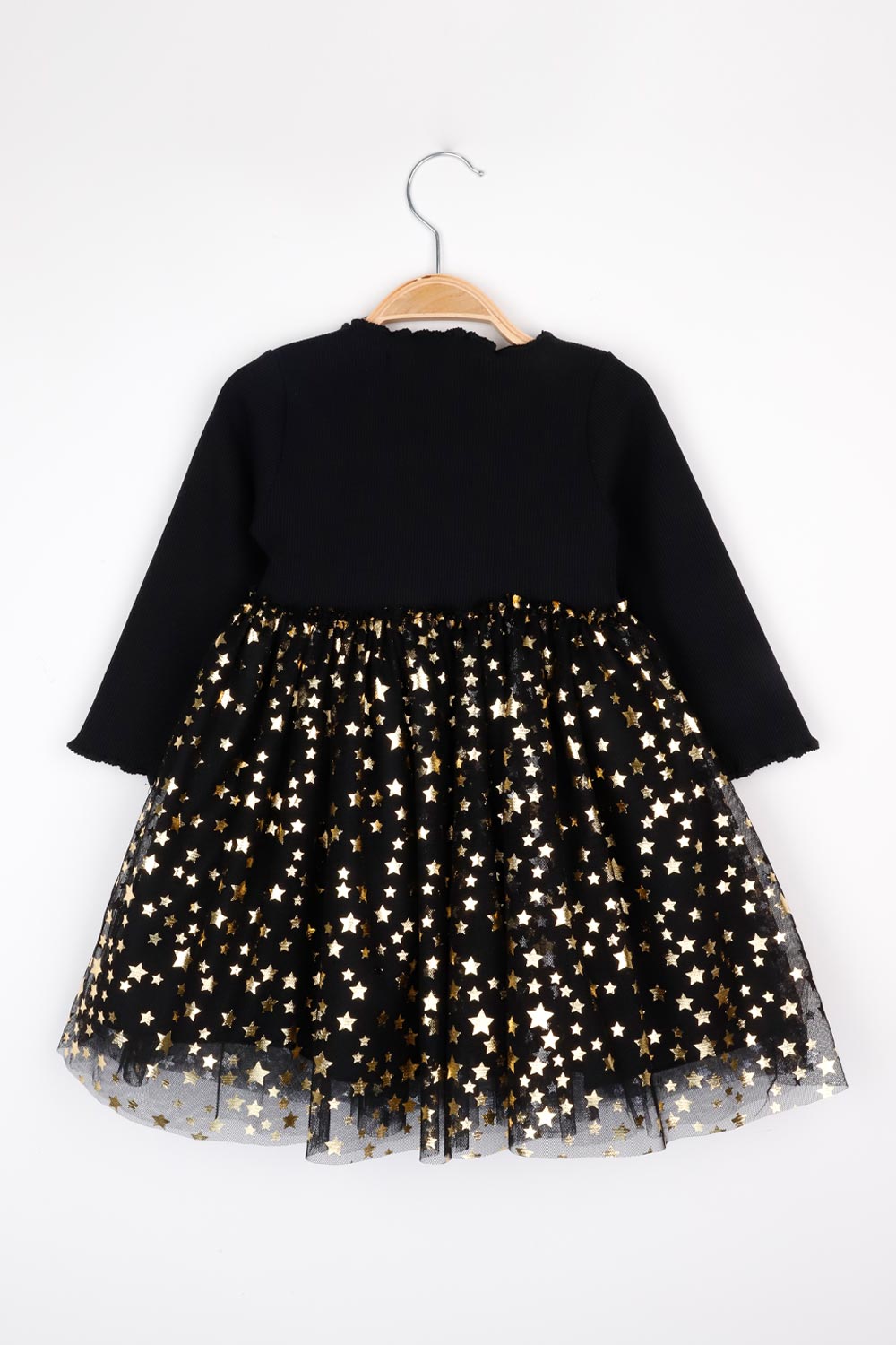 Karen Girls’ Black Star Print Tulle Dress