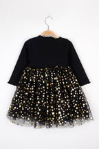 Karen Girls’ Black Star Print Tulle Dress