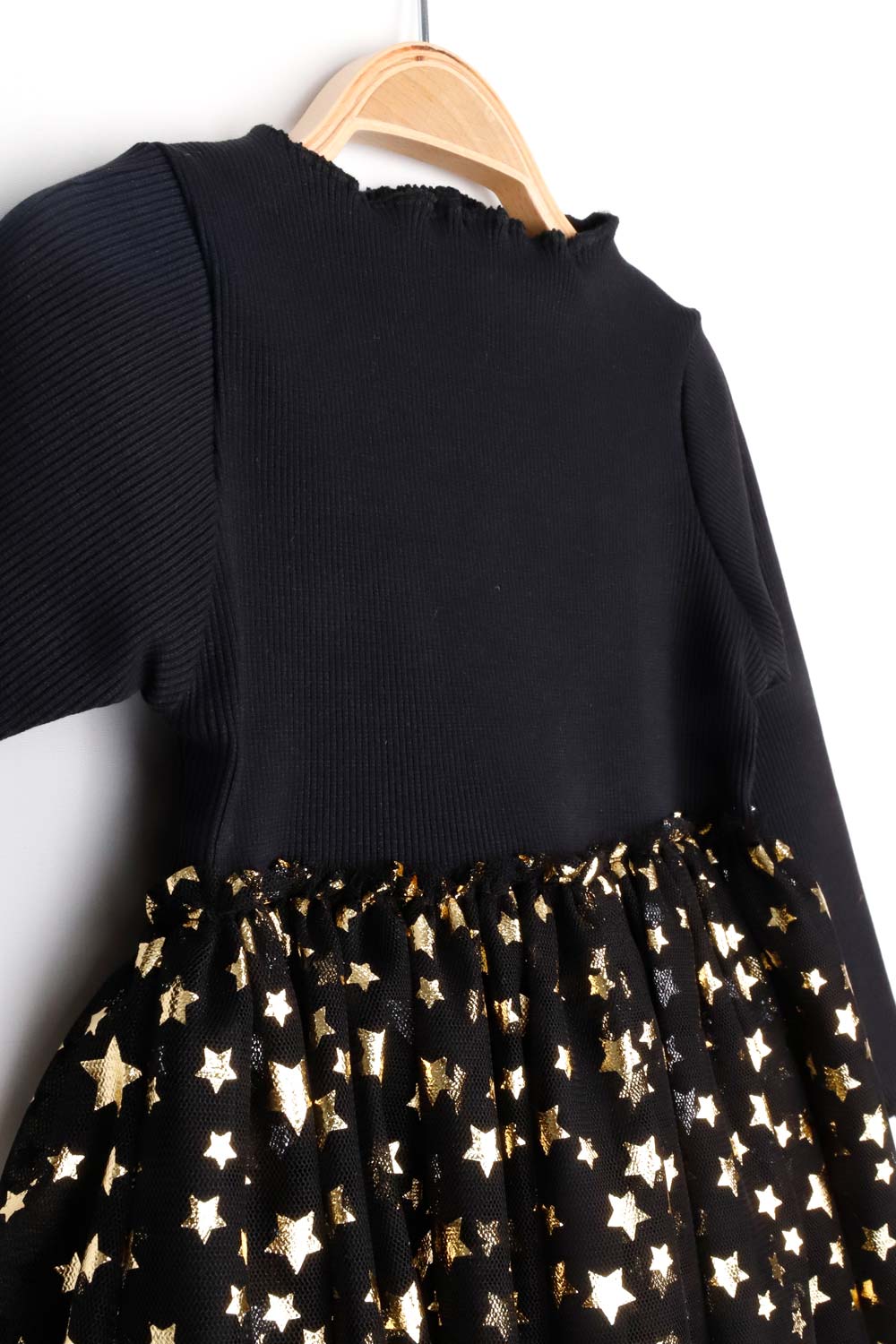 Karen Girls’ Black Star Print Tulle Dress