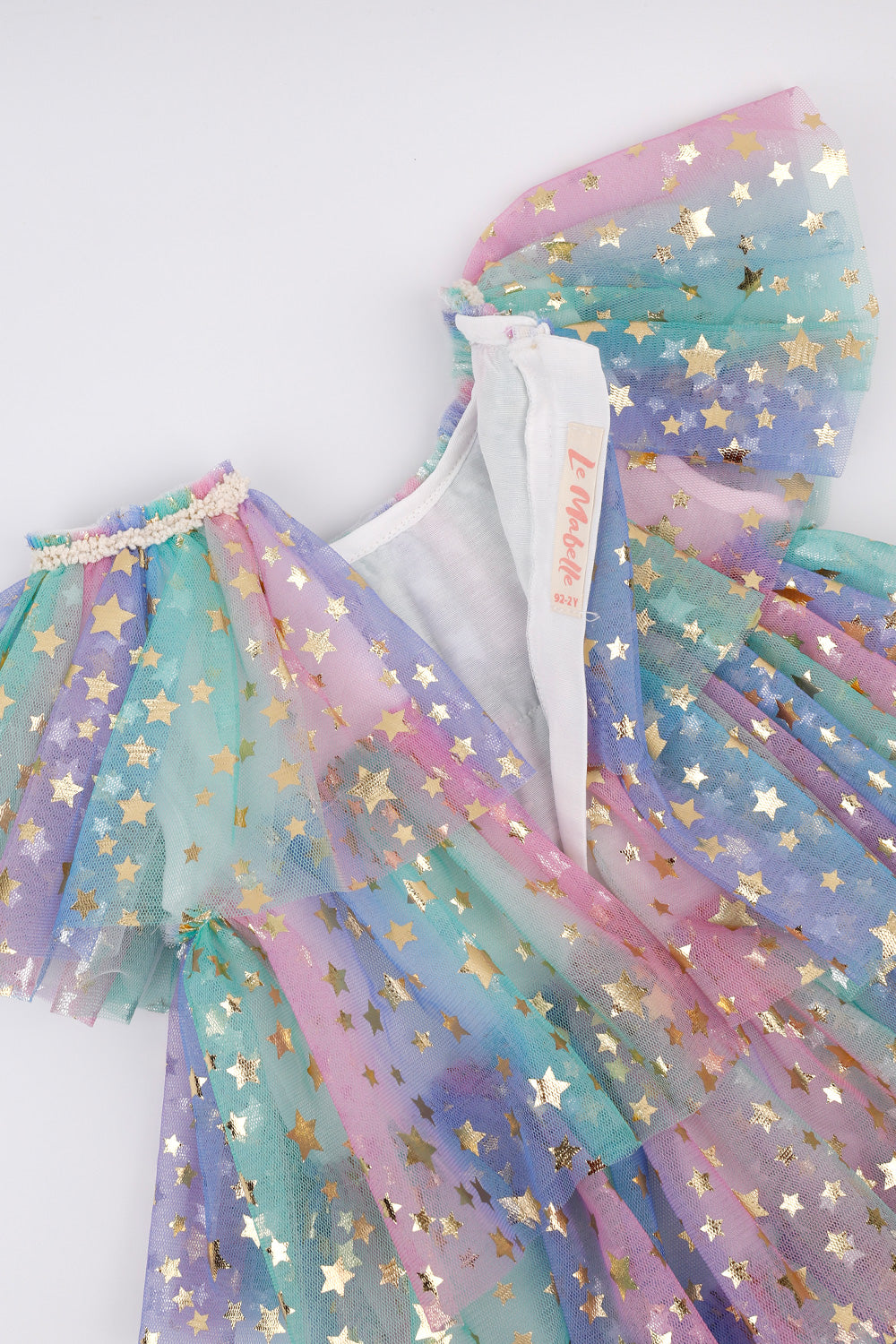 Estella Girls’ Multicolor Star Print Layered Tulle Dress & Crown Set