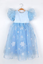 Elsa Girls’ Blue Star Tulle Dress & Sequin Queen Crown Set