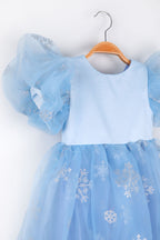 Elsa Girls’ Blue Star Tulle Dress & Sequin Queen Crown Set
