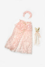 Girls’ Salmon Butterfly Appliqué Cape, Magic Staff & Crown Costume Set