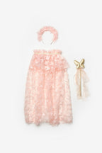 Girls’ Salmon Butterfly Appliqué Cape, Magic Staff & Crown Costume Set