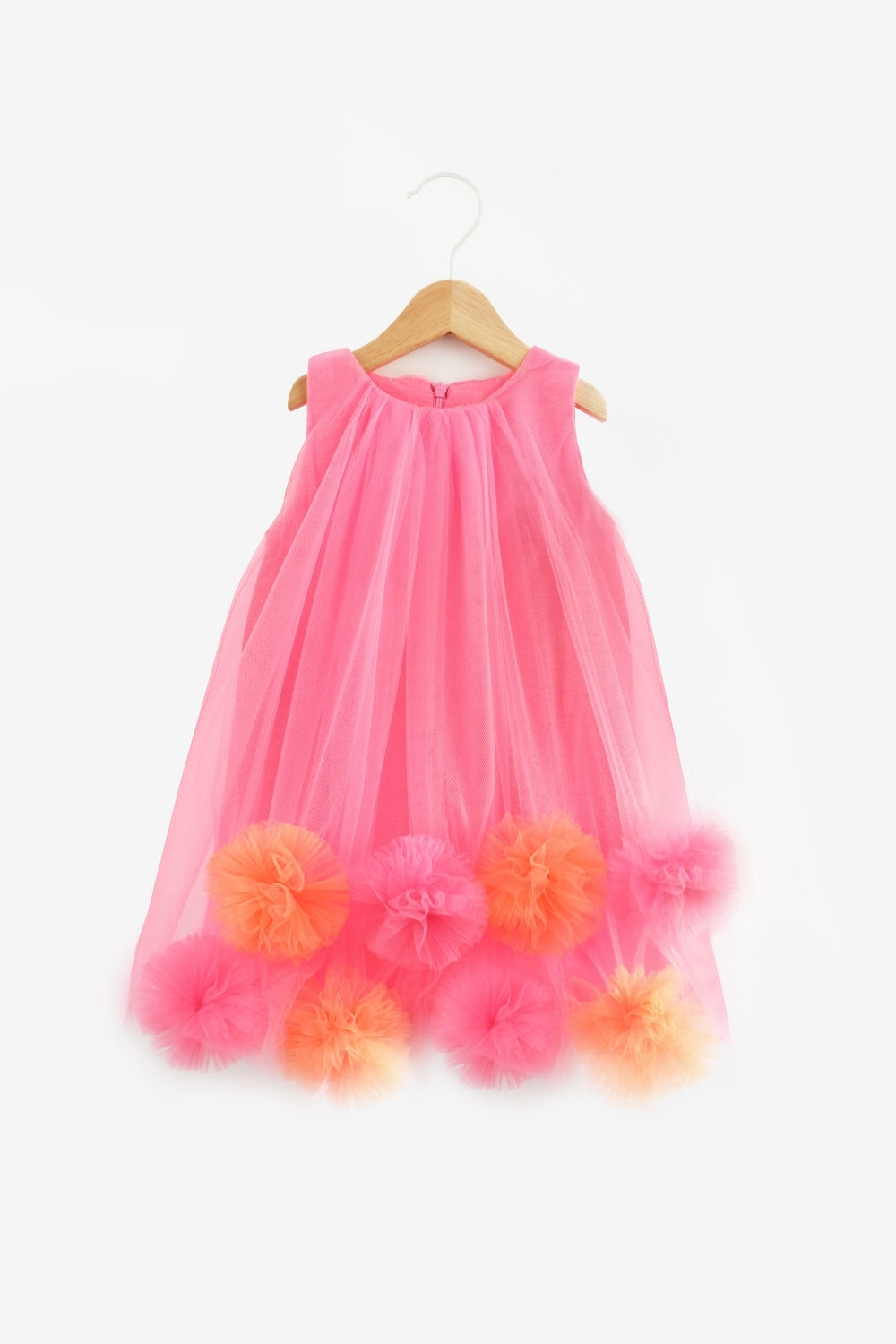 Alexa Girls’ Fuchsia Pom-Pom Tulle Dress & Crown Set