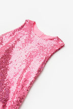 Evie Girls’ Fuchsia Sequin Dress with Tulle Hem & Pink Star Crown Set