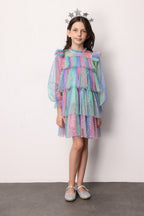 Chloe Girls’ Lilac Star Print Tiered Dress & Silver Star Crown Set
