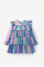Chloe Girls’ Lilac Star Print Tiered Dress & Silver Star Crown Set