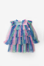 Chloe Girls’ Lilac Star Print Tiered Dress & Silver Star Crown Set
