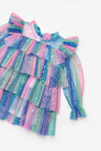 Chloe Girls’ Lilac Star Print Tiered Dress & Silver Star Crown Set