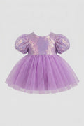 Amber Baby Girls’ Lilac Bow-Detail Sequin Dress