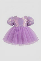 Amber Baby Girls’ Lilac Bow-Detail Sequin Dress