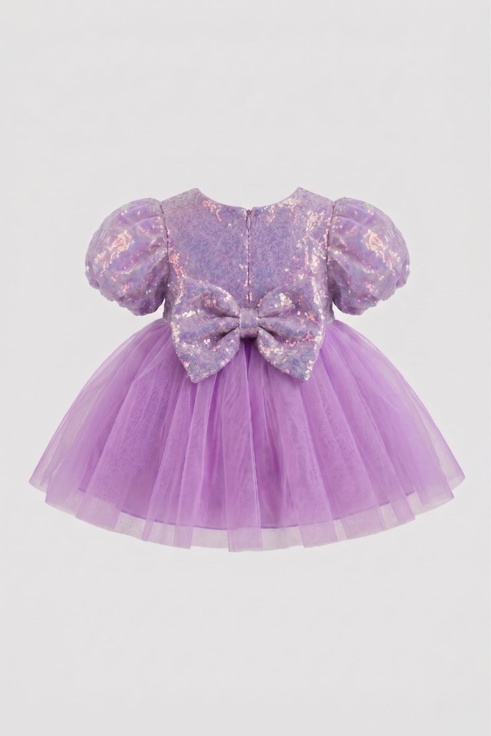Amber Baby Girls’ Lilac Bow-Detail Sequin Dress