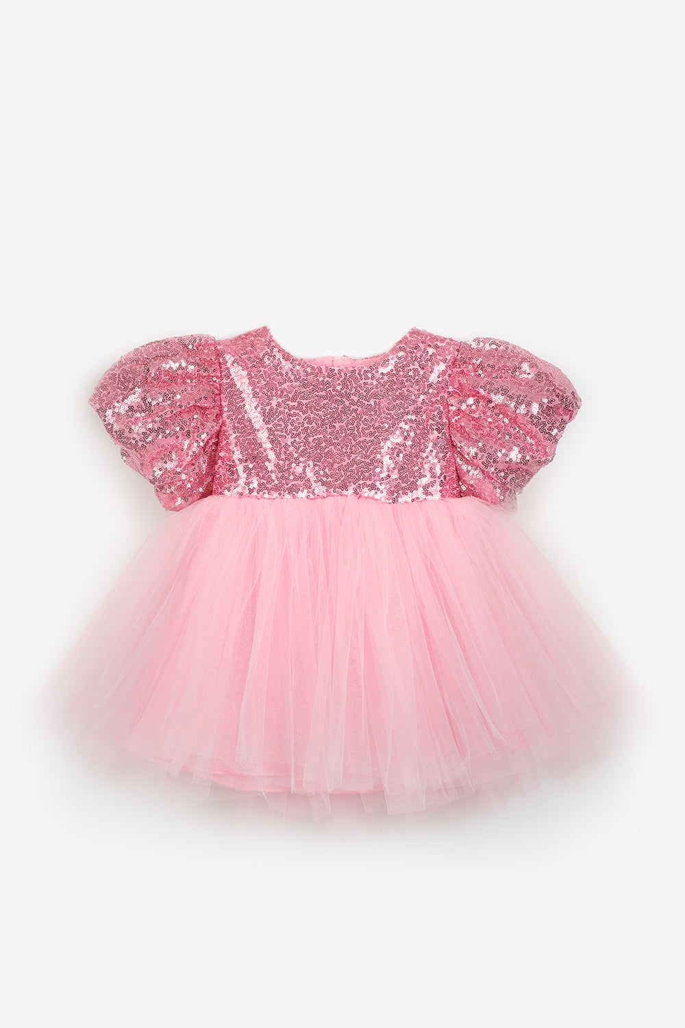 Amber Baby Girls’ Pink Bow-Detail Sequin Dress