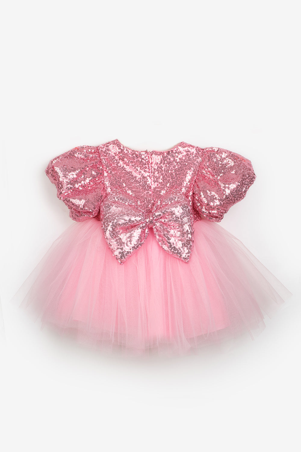Amber Baby Girls’ Pink Bow-Detail Sequin Dress