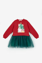 Renata Girls’ Red Koala Print New Year’s Dress
