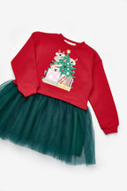 Renata Girls’ Red Koala Print New Year’s Dress