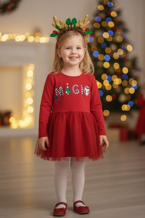 Clarie Girls’ Red “Magic” Christmas Dress