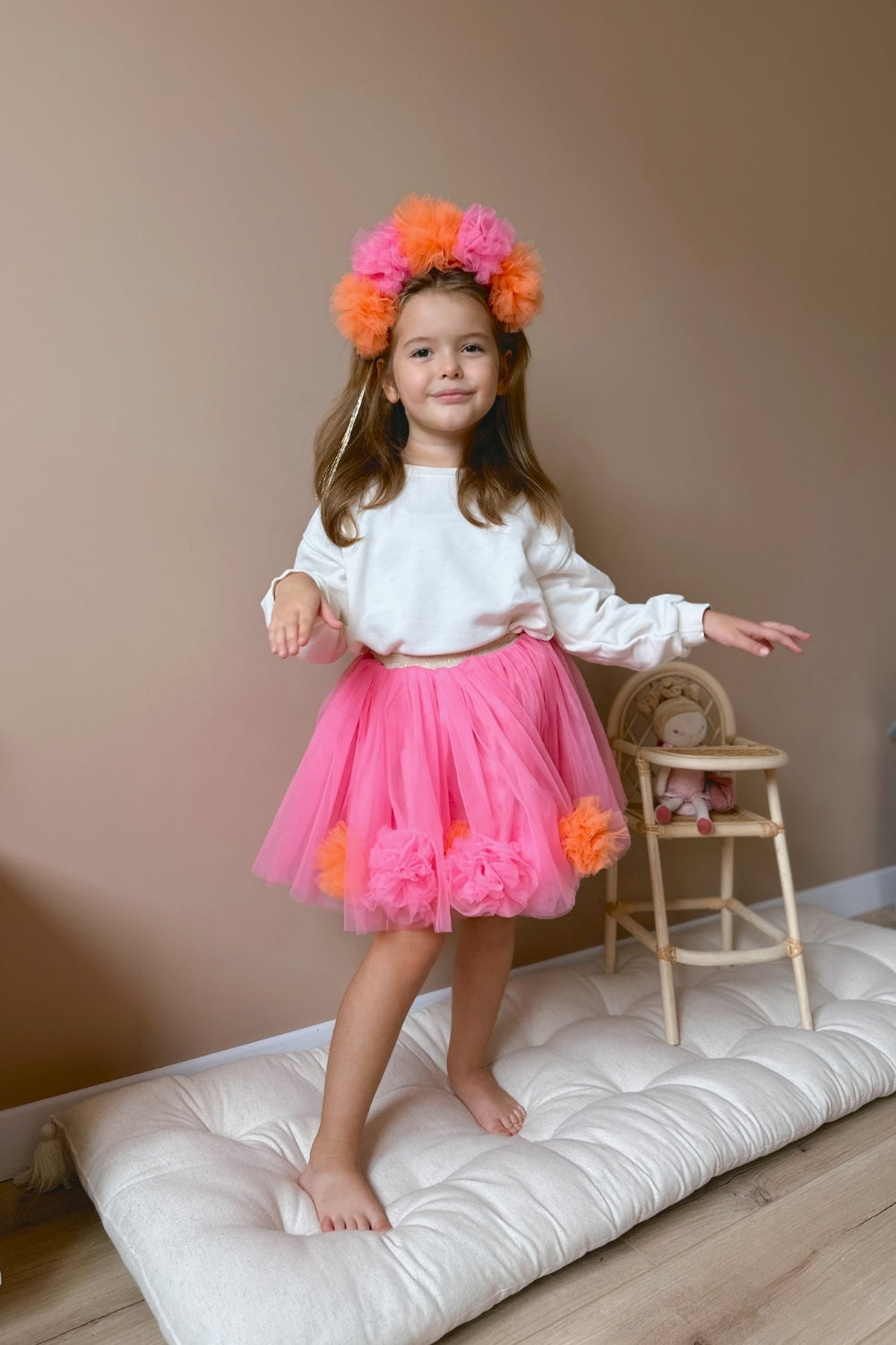 Hilda Fuchsia Pompom Detailed Girl's Skirt