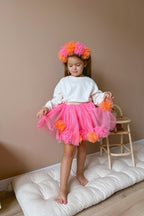 Hilda Fuchsia Pompom Detailed Girl's Skirt