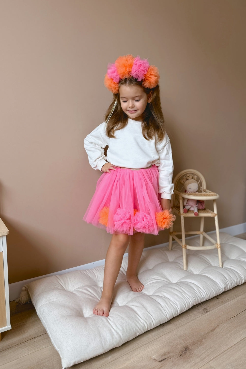 Hilda Fuchsia Pompom Detailed Girl's Skirt