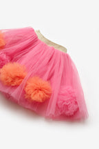 Hilda Fuchsia Pompom Detailed Girl's Skirt