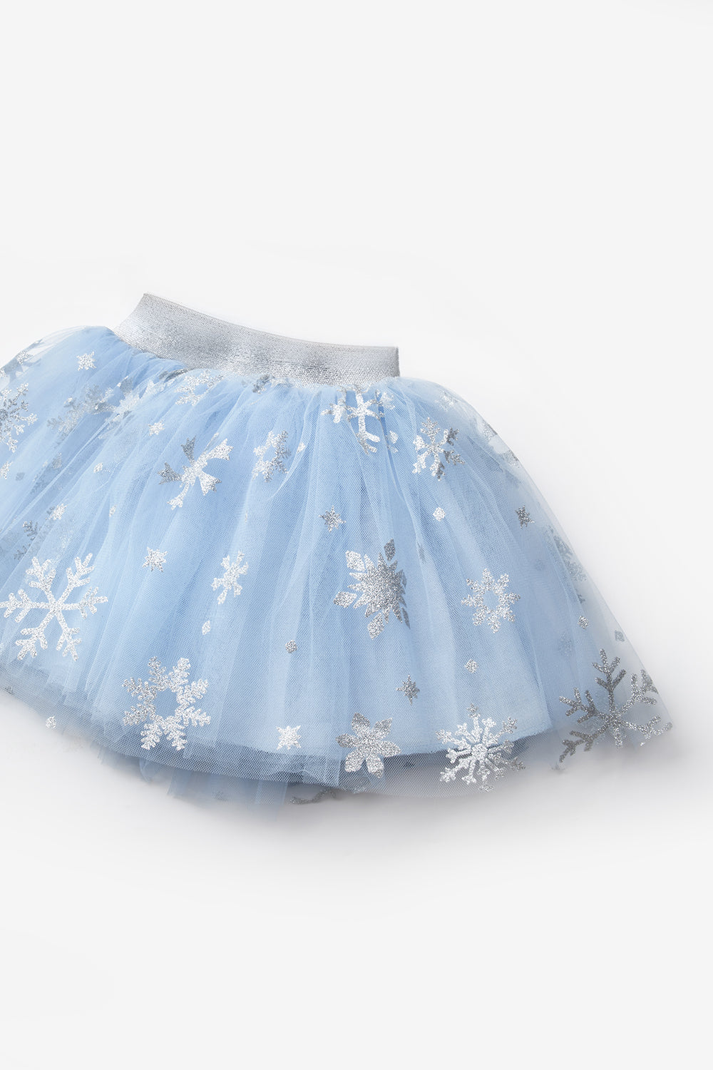 Pauline Girls’ Blue Snowflake Tulle Skirt, Cape, Staff & Crown Costume Set