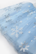 Pauline Girls’ Blue Snowflake Tulle Skirt, Cape, Staff & Crown Costume Set