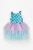 Carey Girls’ Lilac Mermaid Print Tulle Dress & Mermaid Crown Set