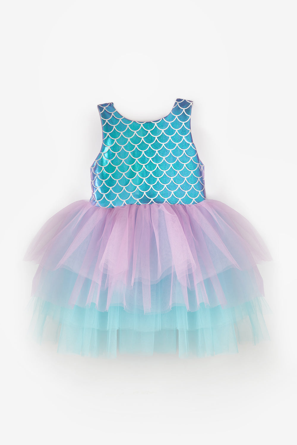 Carey Girls’ Lilac Mermaid Print Tulle Dress & Mermaid Crown Set