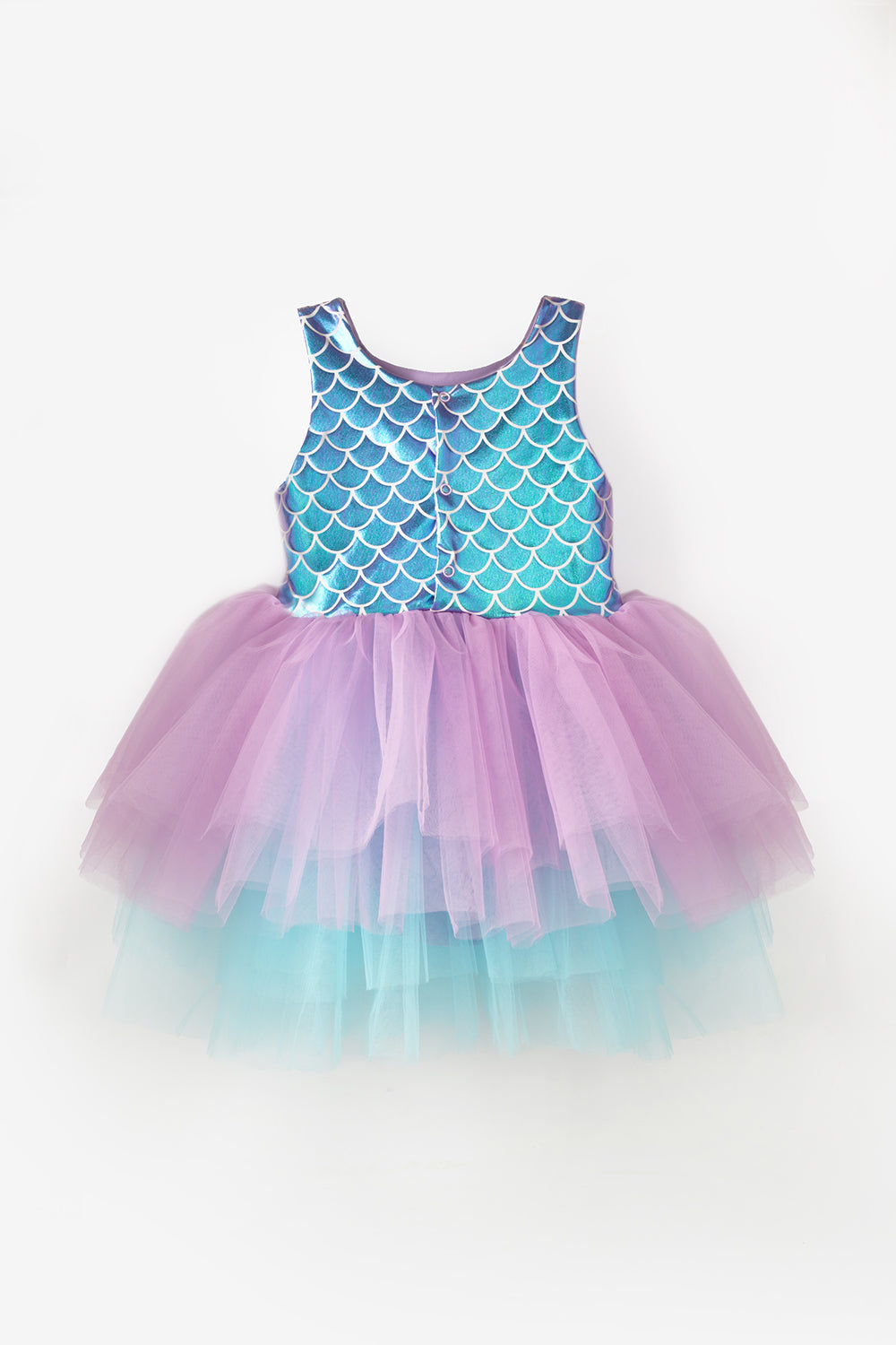 Carey Girls’ Lilac Mermaid Print Tulle Dress & Mermaid Crown Set