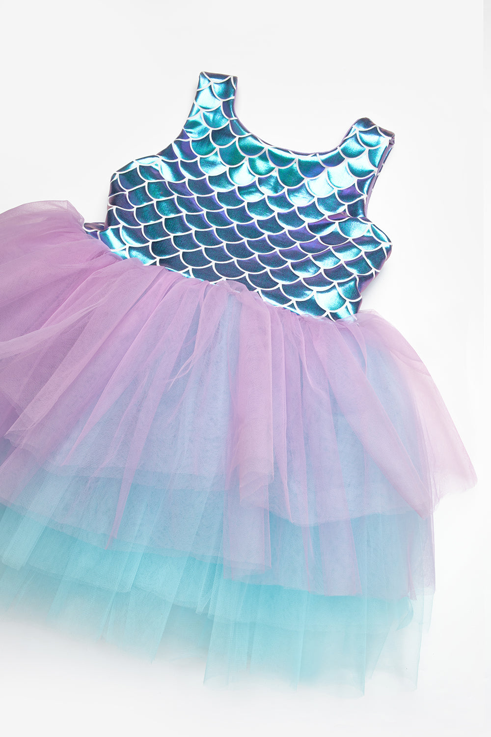 Carey Girls’ Lilac Mermaid Print Tulle Dress & Mermaid Crown Set