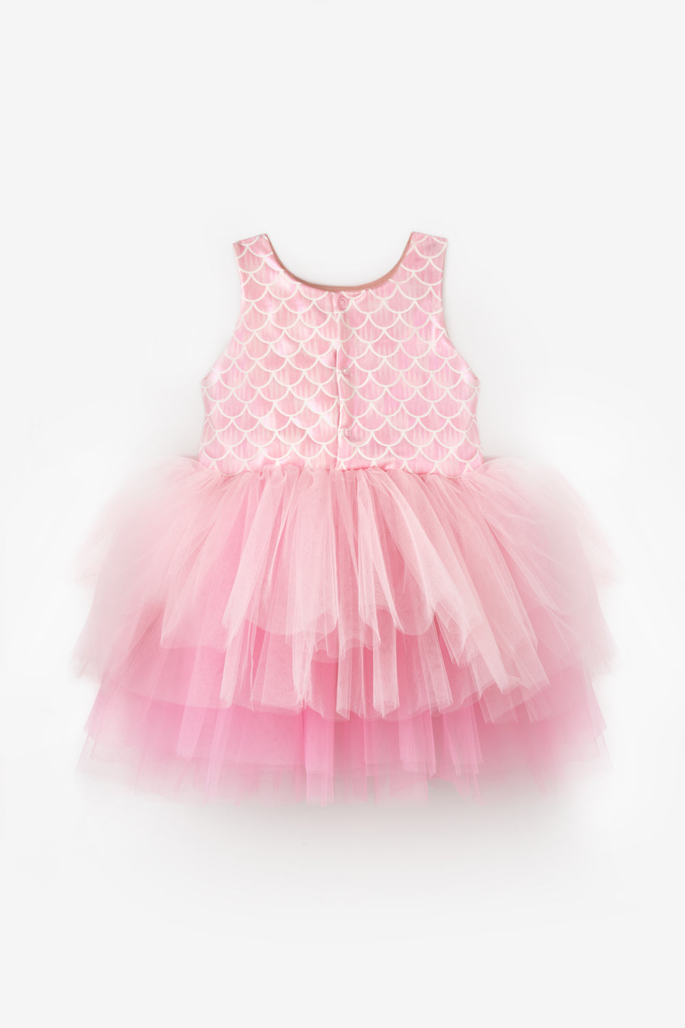 Carey Girls’ Pink Mermaid Print Tulle Dress & Mermaid Crown Set